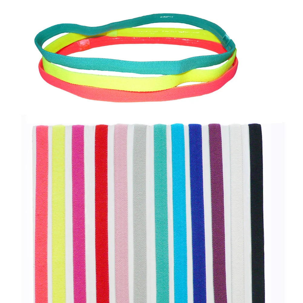 1 Pcs Women Sweatbands Football Yoga Pure Hair Bands Anti-Slip Elastic Rubber Thin Sports Headband Men Hair Accessories Headwrap