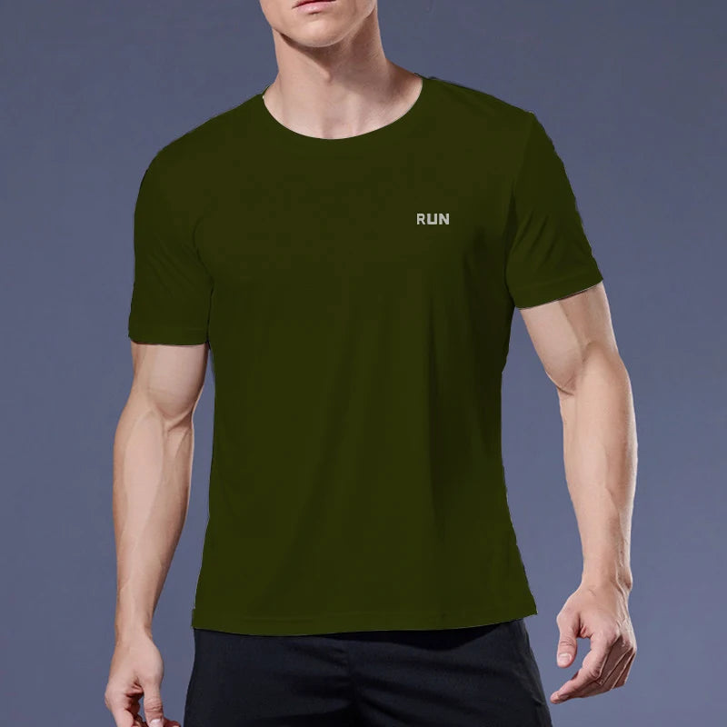 Black Compression Men T-Shirts Workout Sports Running T-Shirt Short Sleeve Quick Dry Tshirt Fitness Exercise Gym Clothing