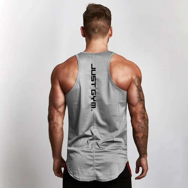 Brand Casual New Mesh Fashion Clothing Sleeveless Shirts Tank Top Men Bodybuilding Workout Gym Vest Fitness Men'S Sport Singlets
