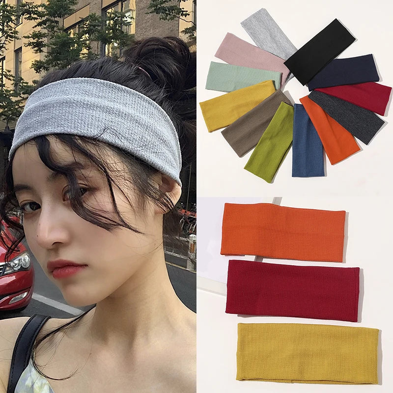1 Pcs Women Sweatbands Football Yoga Pure Hair Bands Anti-Slip Elastic Rubber Thin Sports Headband Men Hair Accessories Headwrap