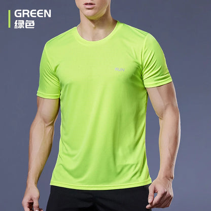 Black Compression Men T-Shirts Workout Sports Running T-Shirt Short Sleeve Quick Dry Tshirt Fitness Exercise Gym Clothing