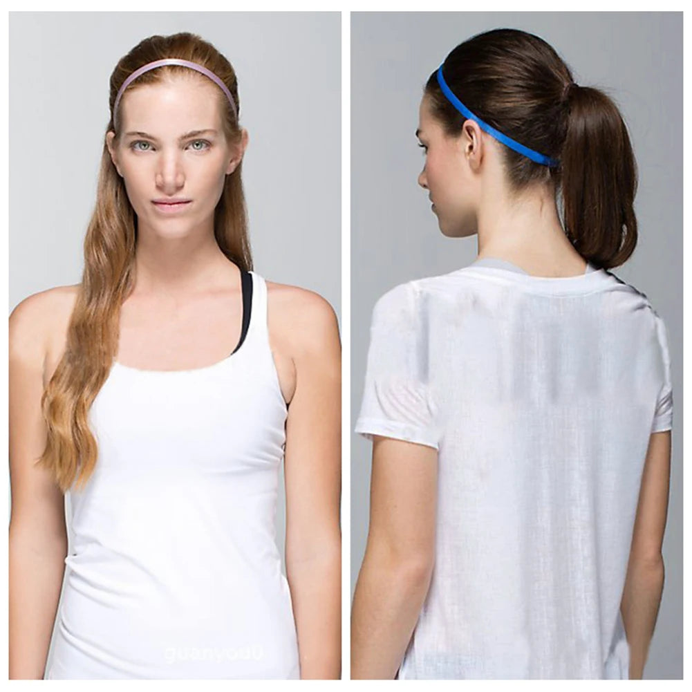 1 Pcs Women Sweatbands Football Yoga Pure Hair Bands Anti-Slip Elastic Rubber Thin Sports Headband Men Hair Accessories Headwrap