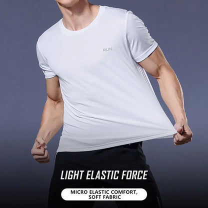 Black Compression Men T-Shirts Workout Sports Running T-Shirt Short Sleeve Quick Dry Tshirt Fitness Exercise Gym Clothing