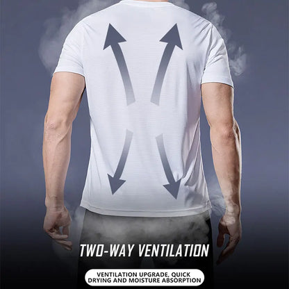 Black Compression Men T-Shirts Workout Sports Running T-Shirt Short Sleeve Quick Dry Tshirt Fitness Exercise Gym Clothing