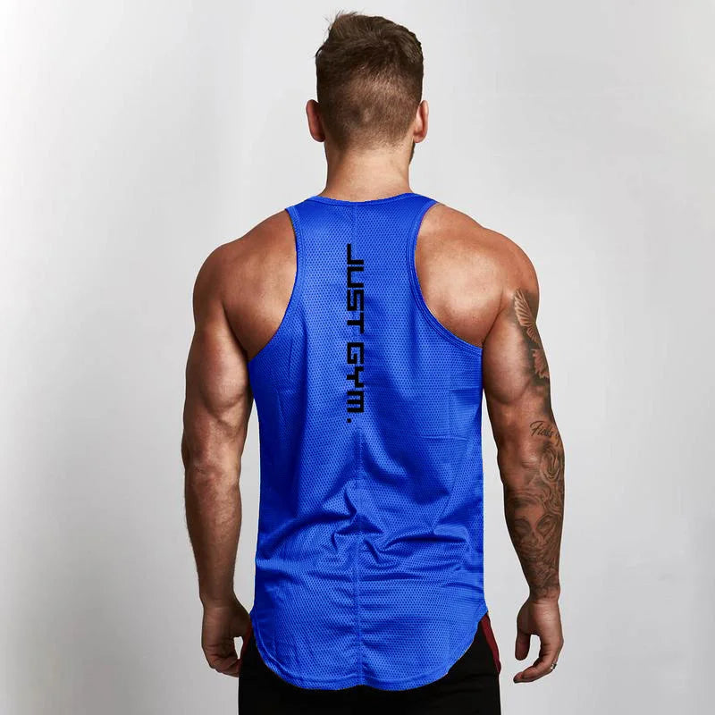 Brand Casual New Mesh Fashion Clothing Sleeveless Shirts Tank Top Men Bodybuilding Workout Gym Vest Fitness Men'S Sport Singlets